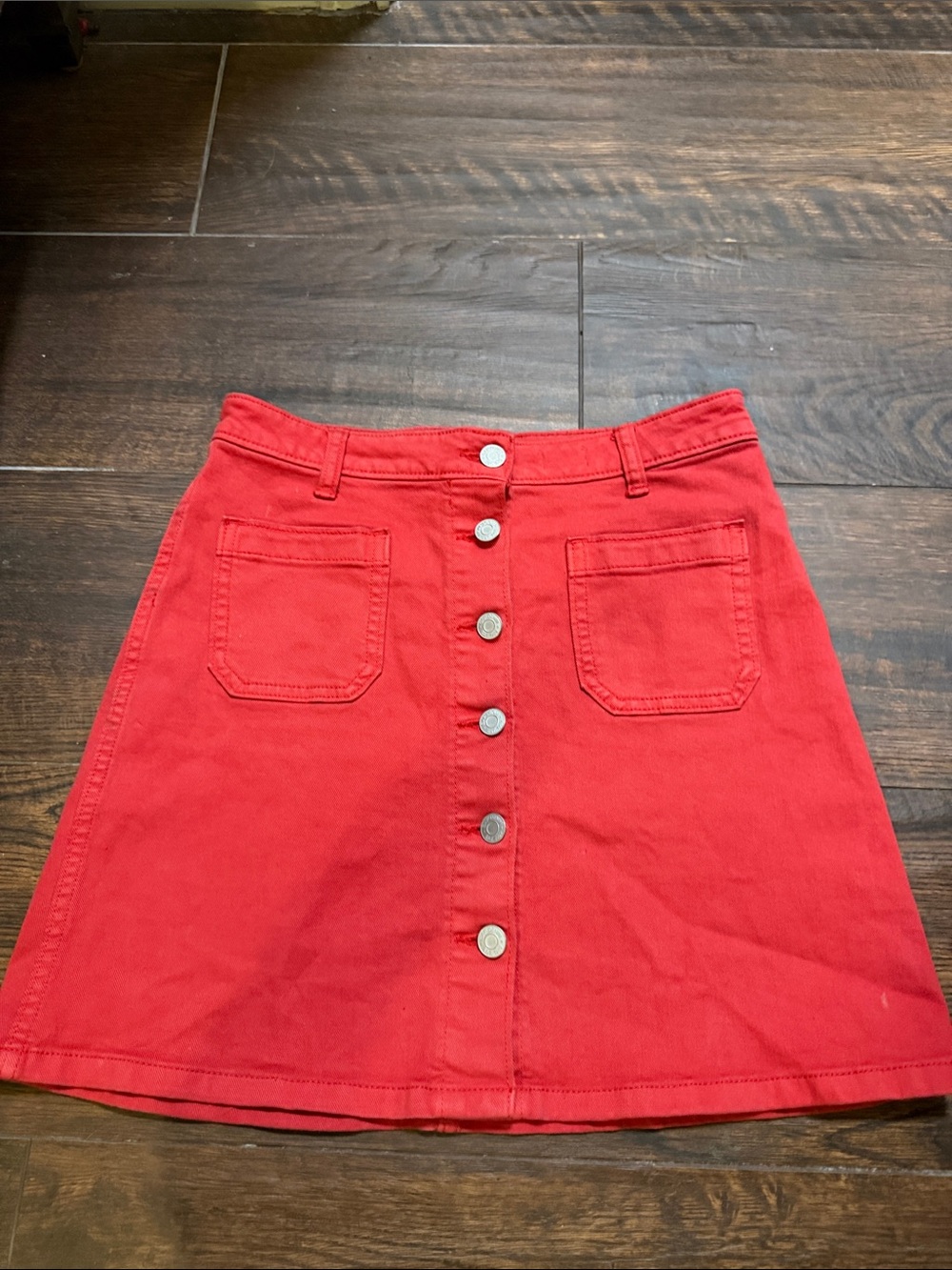 Gap Denim Button-Front Red A-Line Mini Skirt size 26